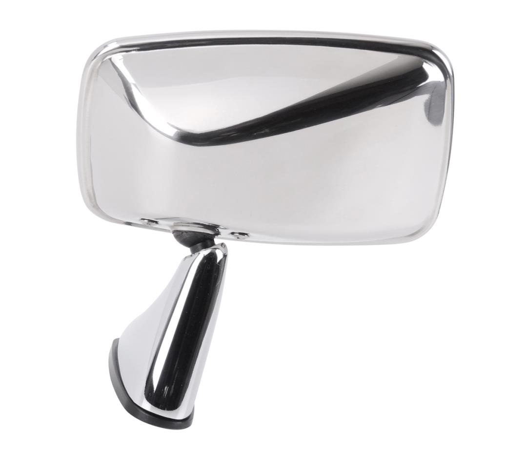 1x Mirror angular Ø 145 x 90 mm (passenger side) metal chrome + stainless steel