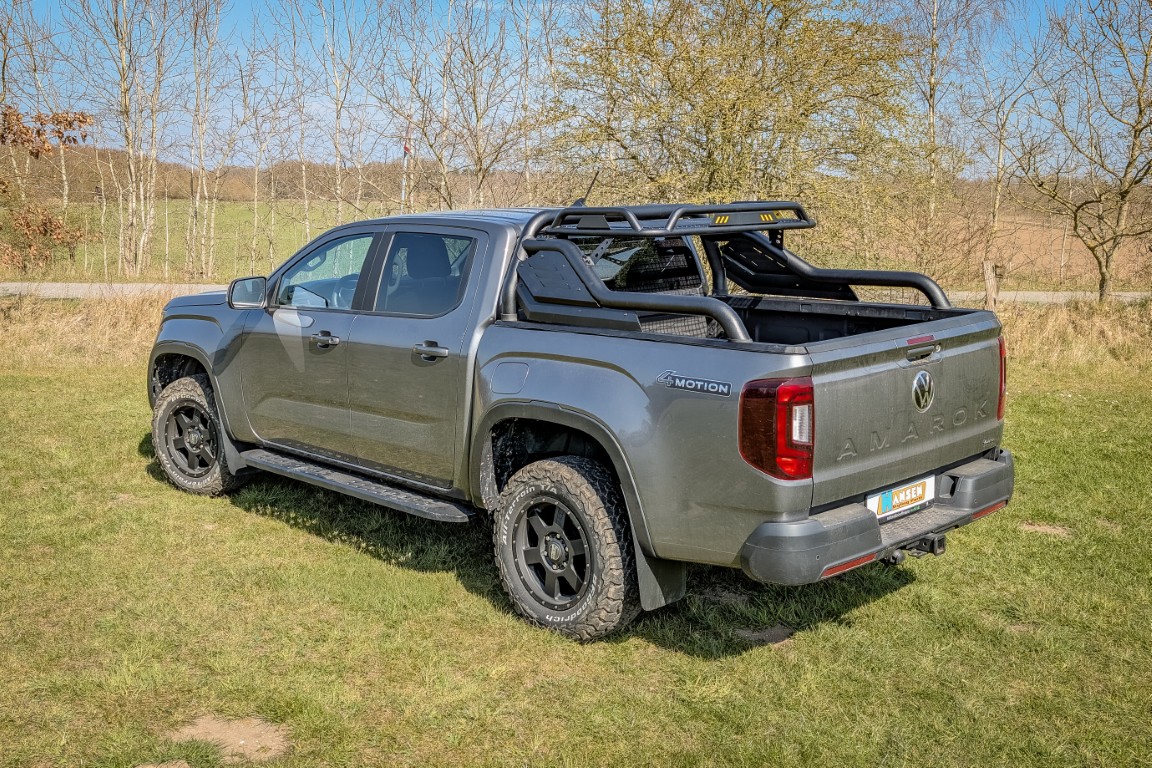 HSP Black Stealth Überrollbügel mit Gepäckkorb + Montageschienen passend für VW Amarok T1 (2023-)