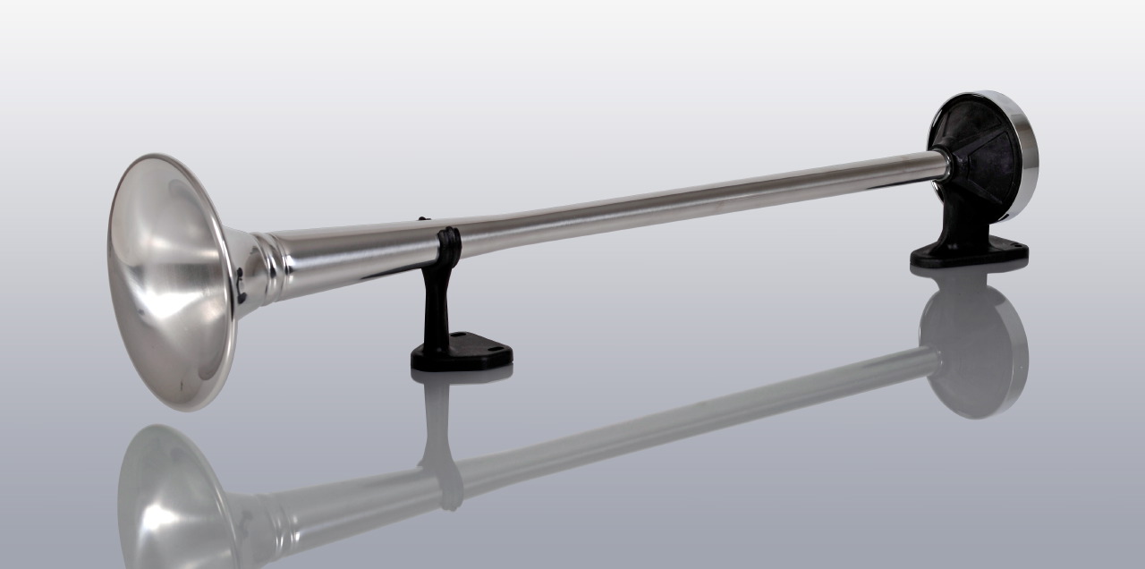 Druckluft Einzelhorn Edelstahl 63 cm + Magnetventil 12 Volt + Schlauch